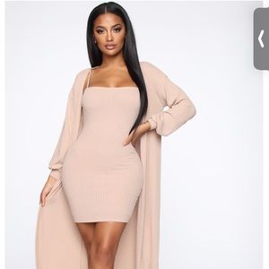 Wrapped In Warmth Dress Set - Taupe